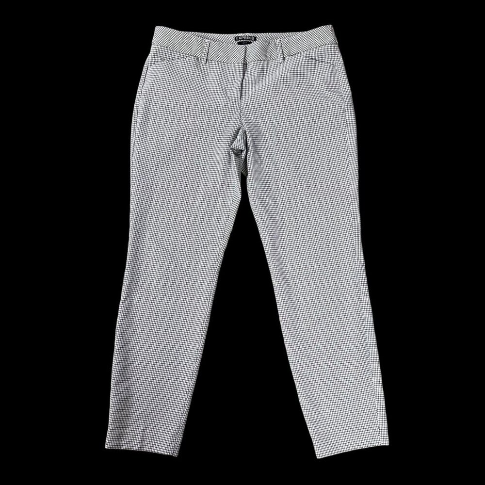 Express Editor Womens Pants Black White Checkered Plaid Business Casual 8 Reg - Picture 2 of 9
